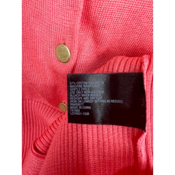 Worthington Sweater Cardigan Womens L Button Up Coral Lightweight Gold Buttons - Picture 7 of 7